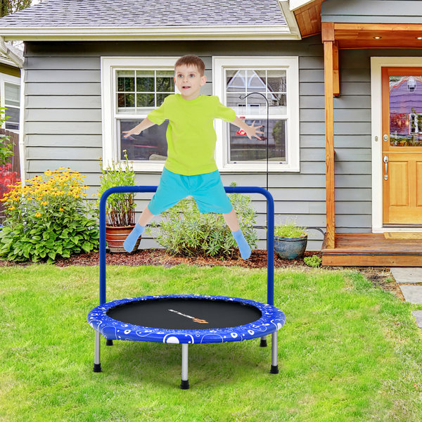 36 Kids Trampoline Rebounder W full Covered Handrail Pad Indoor Outdoor Blue